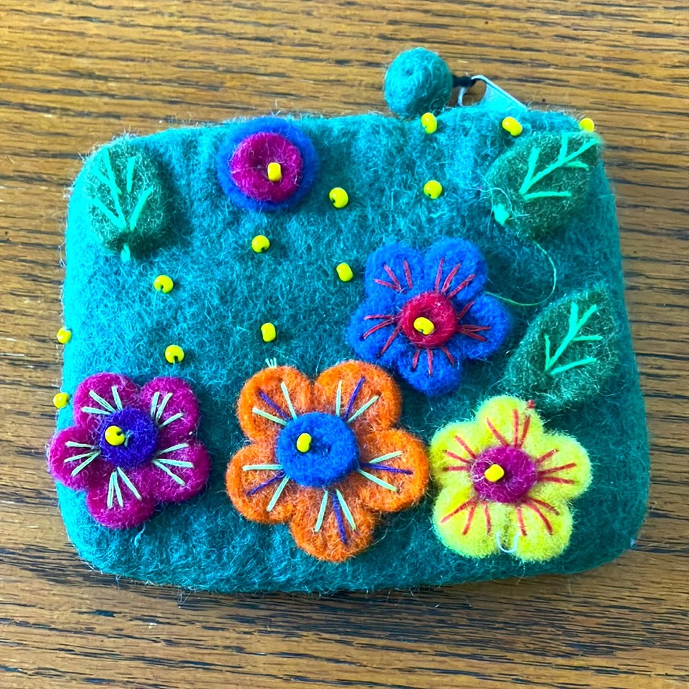 Green Felted Change Purse